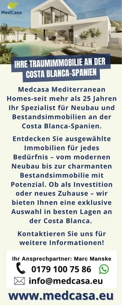 Anzeige MedCasa Spanien – Neubauimmobilien an der Costa Blanca